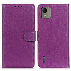 Coque Portefeuille Livre Cuir Etui Clapet A03D pour Nokia C110 Violet