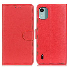 Coque Portefeuille Livre Cuir Etui Clapet A03D pour Nokia C12 Rouge