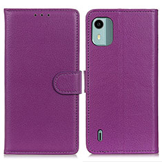 Coque Portefeuille Livre Cuir Etui Clapet A03D pour Nokia C12 Violet