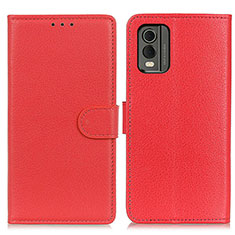 Coque Portefeuille Livre Cuir Etui Clapet A03D pour Nokia C210 Rouge