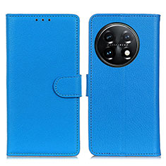 Coque Portefeuille Livre Cuir Etui Clapet A03D pour OnePlus 11 5G Bleu Ciel