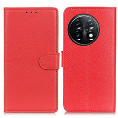 Coque Portefeuille Livre Cuir Etui Clapet A03D pour OnePlus 11 5G Rouge