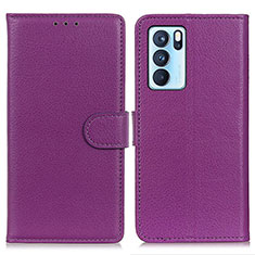 Coque Portefeuille Livre Cuir Etui Clapet A03D pour Oppo Reno6 Pro 5G India Violet