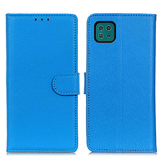 Coque Portefeuille Livre Cuir Etui Clapet A03D pour Samsung Galaxy F42 5G Bleu Ciel