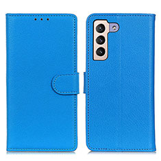 Coque Portefeuille Livre Cuir Etui Clapet A03D pour Samsung Galaxy S21 5G Bleu Ciel