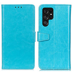 Coque Portefeuille Livre Cuir Etui Clapet A03D pour Samsung Galaxy S21 Ultra 5G Bleu Ciel