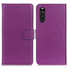Coque Portefeuille Livre Cuir Etui Clapet A03D pour Sony Xperia 10 III Violet