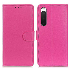 Coque Portefeuille Livre Cuir Etui Clapet A03D pour Sony Xperia 10 IV Rose Rouge
