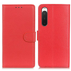 Coque Portefeuille Livre Cuir Etui Clapet A03D pour Sony Xperia 10 IV Rouge