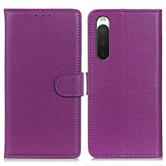 Coque Portefeuille Livre Cuir Etui Clapet A03D pour Sony Xperia 10 IV Violet