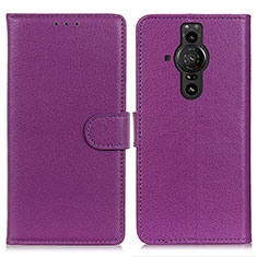 Coque Portefeuille Livre Cuir Etui Clapet A03D pour Sony Xperia PRO-I Violet