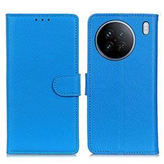 Coque Portefeuille Livre Cuir Etui Clapet A03D pour Vivo X90 5G Bleu Ciel