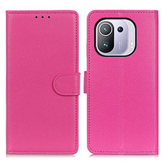 Coque Portefeuille Livre Cuir Etui Clapet A03D pour Xiaomi Mi 11 Pro 5G Rose Rouge
