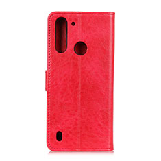 Coque Portefeuille Livre Cuir Etui Clapet A04D pour Motorola Moto One Fusion Rouge