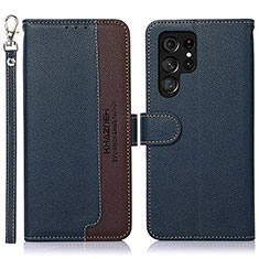 Coque Portefeuille Livre Cuir Etui Clapet A05D pour Samsung Galaxy S22 Ultra 5G Bleu