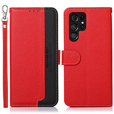 Coque Portefeuille Livre Cuir Etui Clapet A05D pour Samsung Galaxy S22 Ultra 5G Rouge