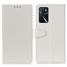 Coque Portefeuille Livre Cuir Etui Clapet A06D pour Oppo A54s Blanc