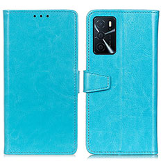 Coque Portefeuille Livre Cuir Etui Clapet A06D pour Oppo A54s Bleu Ciel