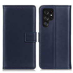 Coque Portefeuille Livre Cuir Etui Clapet A06D pour Samsung Galaxy S22 Ultra 5G Bleu