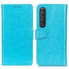 Coque Portefeuille Livre Cuir Etui Clapet A06D pour Sony Xperia 1 III Bleu Ciel
