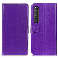 Coque Portefeuille Livre Cuir Etui Clapet A06D pour Sony Xperia 1 III Violet