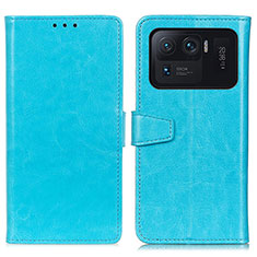 Coque Portefeuille Livre Cuir Etui Clapet A06D pour Xiaomi Mi 11 Ultra 5G Bleu Ciel