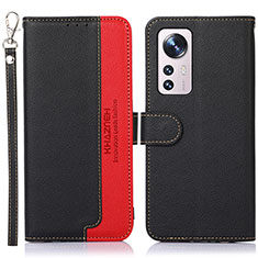 Coque Portefeuille Livre Cuir Etui Clapet A06D pour Xiaomi Mi 12 5G Rouge et Noir
