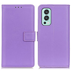 Coque Portefeuille Livre Cuir Etui Clapet A08D pour OnePlus Nord 2 5G Violet