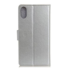 Coque Portefeuille Livre Cuir Etui Clapet A08D pour Samsung Galaxy M01 Core Argent