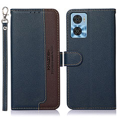 Coque Portefeuille Livre Cuir Etui Clapet A09D pour Motorola Moto E22 Bleu