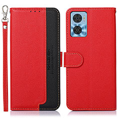 Coque Portefeuille Livre Cuir Etui Clapet A09D pour Motorola Moto E22 Rouge