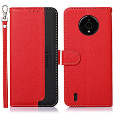 Coque Portefeuille Livre Cuir Etui Clapet A09D pour Nokia C200 Rouge