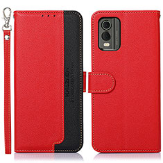 Coque Portefeuille Livre Cuir Etui Clapet A09D pour Nokia C210 Rouge