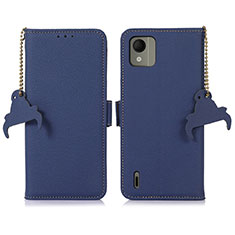 Coque Portefeuille Livre Cuir Etui Clapet A10D pour Nokia C110 Bleu