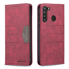 Coque Portefeuille Livre Cuir Etui Clapet B01F pour Samsung Galaxy A21 Rouge