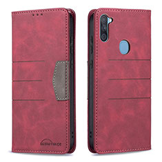 Coque Portefeuille Livre Cuir Etui Clapet B01F pour Samsung Galaxy M11 Rouge