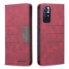 Coque Portefeuille Livre Cuir Etui Clapet B01F pour Xiaomi Redmi Note 11S 5G Rouge