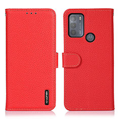 Coque Portefeuille Livre Cuir Etui Clapet B01H pour Motorola Moto G50 Rouge