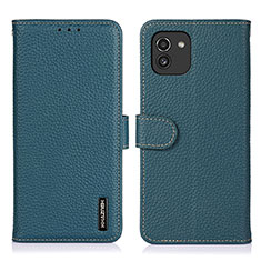 Coque Portefeuille Livre Cuir Etui Clapet B01H pour Samsung Galaxy A03 Vert