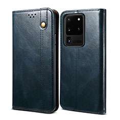 Coque Portefeuille Livre Cuir Etui Clapet B01S pour Samsung Galaxy S20 Ultra 5G Bleu