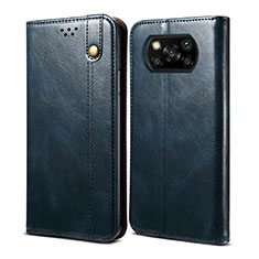 Coque Portefeuille Livre Cuir Etui Clapet B01S pour Xiaomi Poco X3 NFC Bleu