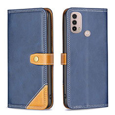 Coque Portefeuille Livre Cuir Etui Clapet B02F pour Motorola Moto E20 Bleu
