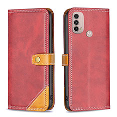 Coque Portefeuille Livre Cuir Etui Clapet B02F pour Motorola Moto E20 Rouge