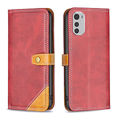 Coque Portefeuille Livre Cuir Etui Clapet B02F pour Motorola Moto E32 Rouge