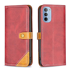 Coque Portefeuille Livre Cuir Etui Clapet B02F pour Motorola Moto G41 Rouge