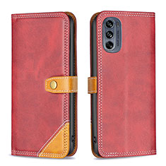 Coque Portefeuille Livre Cuir Etui Clapet B02F pour Motorola Moto G62 5G Rouge