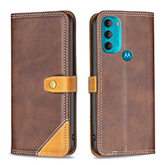 Coque Portefeuille Livre Cuir Etui Clapet B02F pour Motorola Moto G71 5G Marron