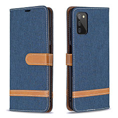 Coque Portefeuille Livre Cuir Etui Clapet B02F pour Samsung Galaxy A03s Bleu Royal