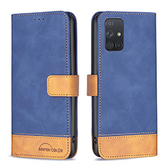 Coque Portefeuille Livre Cuir Etui Clapet B02F pour Samsung Galaxy A71 4G A715 Bleu