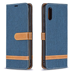 Coque Portefeuille Livre Cuir Etui Clapet B02F pour Samsung Galaxy M02 Bleu Royal